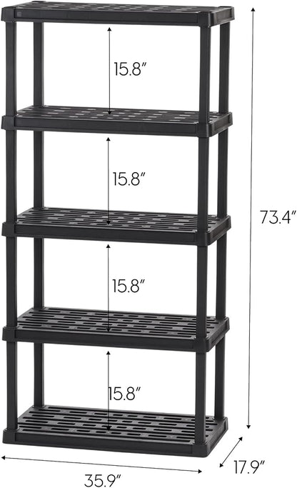 IRIS USA 5-Shelf Heavy Duty Plastic Storage Shelves, 750lb Capacity, Large - Image 3