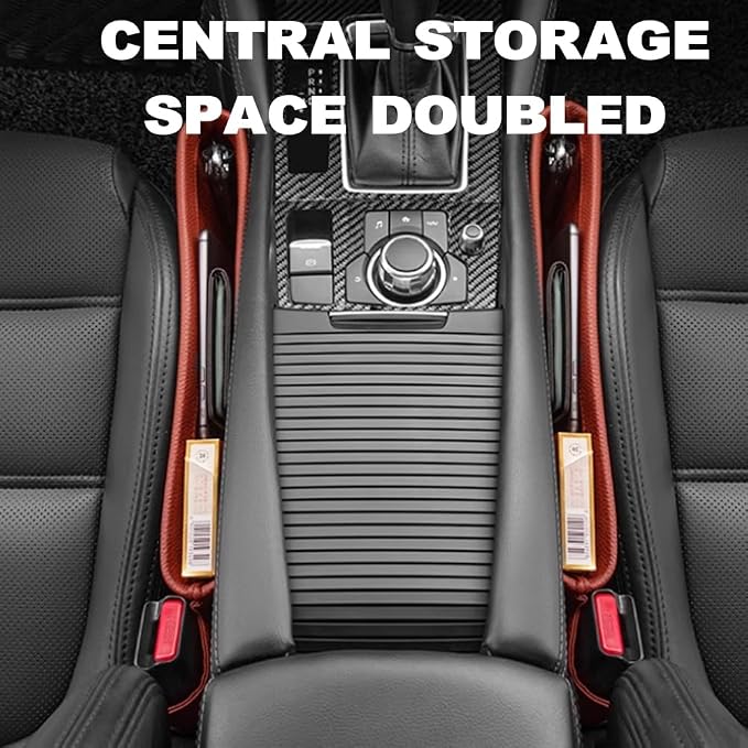 Tumecos Car Seat Pockets PU Leather Car Console Side Organizer Seat Catcher - Image 5