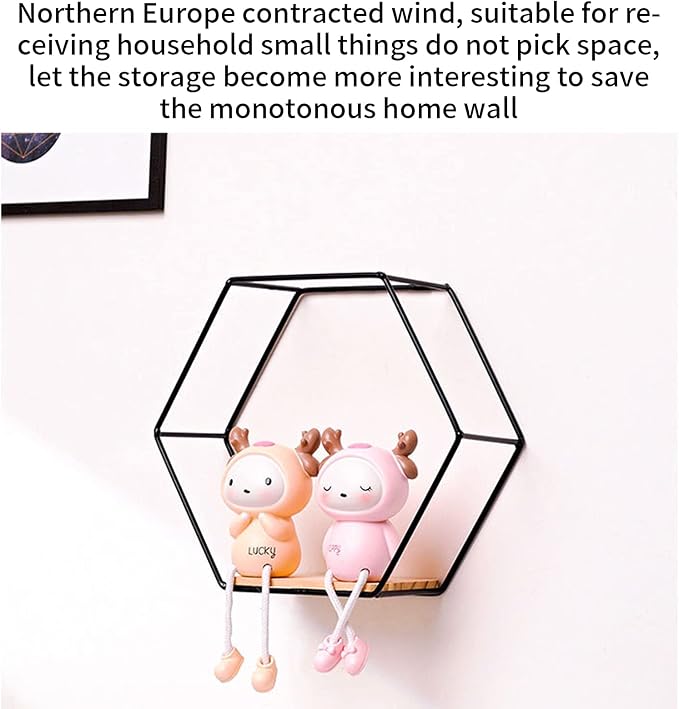 Wall Mounted Hexagonal Floating Shelves Black Set of 3 in Different Sizes - Image 5