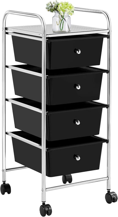 Yaheetech 4 Drawers Cart Rolling Storage Organizer Metal Frame Plastic Drawers by Yaheetech