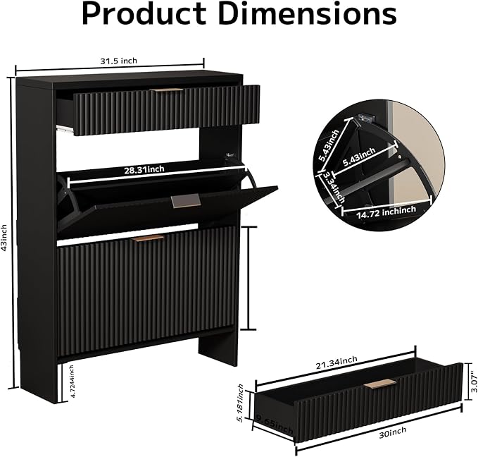 Fluted Shoe Cabinet Storage - Image 2