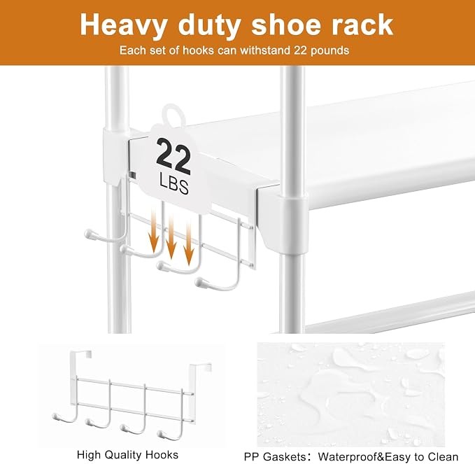WOWLIVE 9 Tier 2-Column Shoe Rack, 30-35 Pairs Stackable White | Compact - Image 6