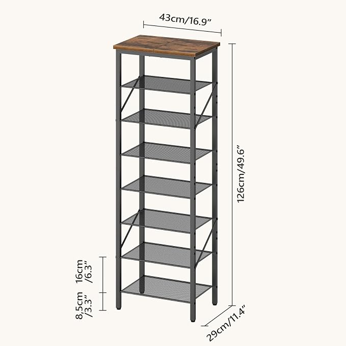 MAHANCRIS 8 Tier Narrow Shoe Rack Organizer, Tall Slim Shoe Storage - Image 3