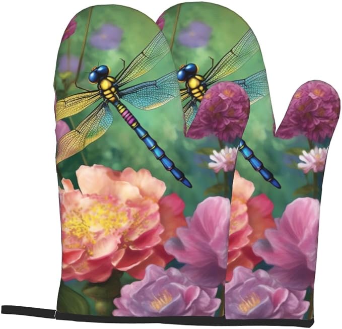 Oven Mitts Set of 2 Dragonfly Garden Spring Oven Glove Heat Resistant 500â„‰ - Image 8