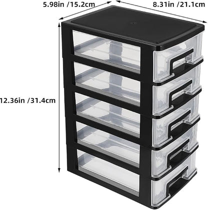 Cabilock 5 Drawer Plastic Storage Organizer Clear Desktop Drawer Storage Cabinet - Image 3