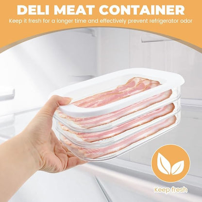 Deli Meat Container for Fridge, 3-Tier Stackable Clear Cold Cuts Storage - Image 4