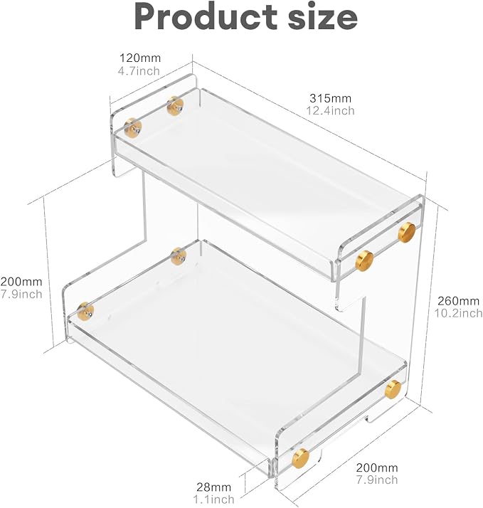 FFK 2 Tier Bathroom Countertop Organizer, Storage Shelf - Image 2