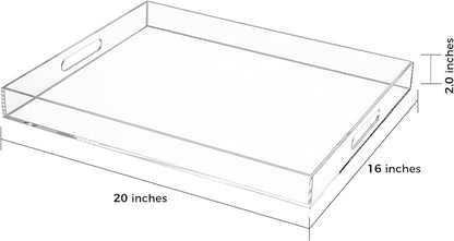 Clear Rectangular 16x20 Inches Acrylic Ottoman Tray Decorative Serving Tray - Image 2