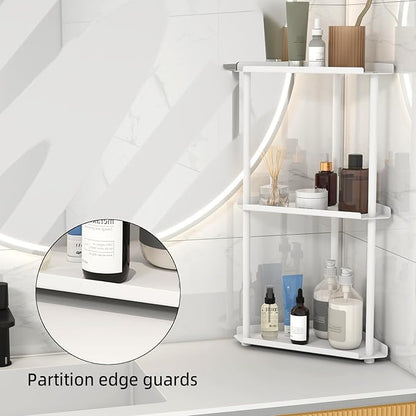 FLE Corner Bathroom Counter Organizer, Bathroom Organizer Countertop White | 3 - Image 3