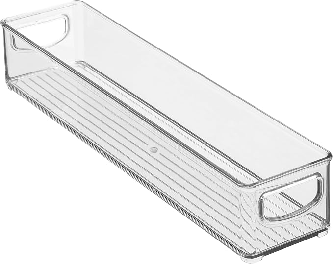 iDesign Slim Clear Plastic Storage Bin Organizer, Extra Long Narrow | Stackable - Image 9