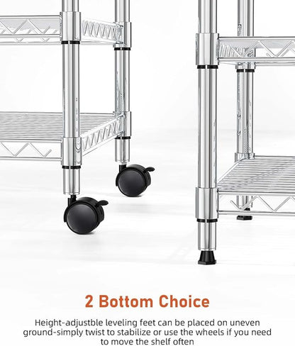 Simple Deluxe Heavy-Duty 3-Tier Rolling Shelving Unit, Adjustable Steel Wire - Image 4