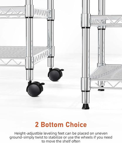 Heavy Duty 3-Shelf Shelving Unit, 24.02" W x 13.78" D x 21.97" H Chrome Steel - Image 8