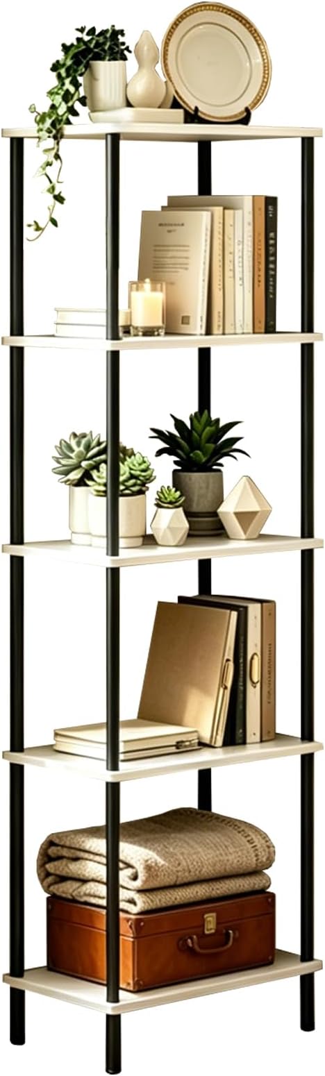 5 Tier Corner Bookshelf, Wooden Standing Shelf Unit by Unknown