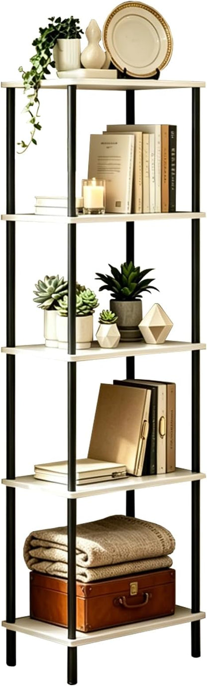 5 Tier Corner Bookshelf, Wooden Standing Shelf Unit by Unknown