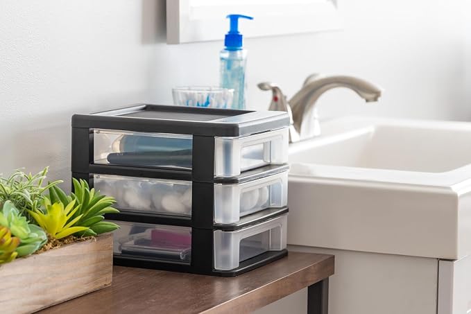 IRIS USA Plastic Stacking Desk Top 3-Drawer Storage Organizer, - Image 2
