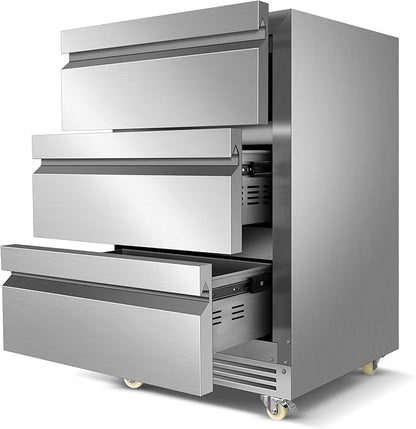 Stainless Steel 3-Tier Drawer Fridge Undercounter, Outdoor Beverage Refrigerator by FoMup
