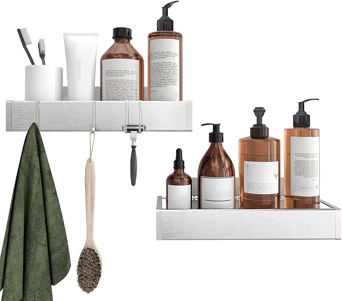 Bathroom Adhesive Shower Caddy Basket Shelf by Roseyat