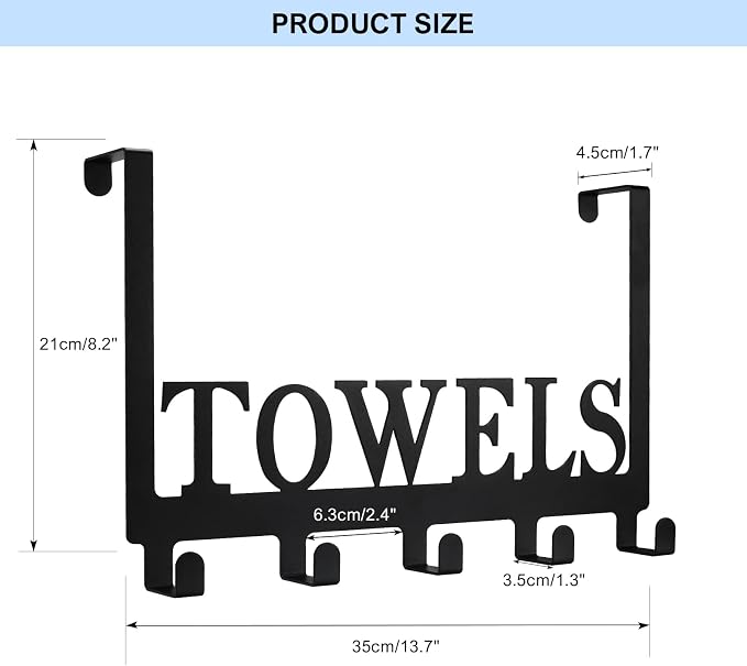 Azmoncy Over The Door Hooks, Towel Rack - Image 2