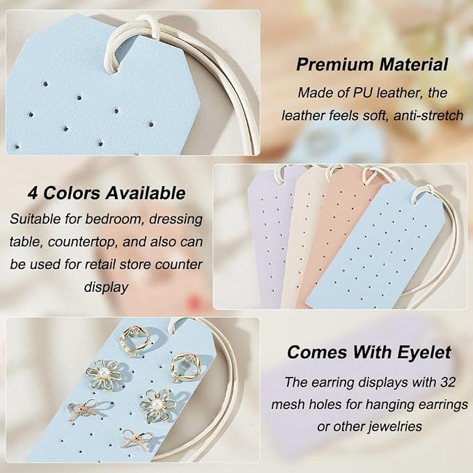 OLYCRAFT 4Pcs 4 Colors Portable Leather Earring Holders 1mm Hole Leather - Image 4