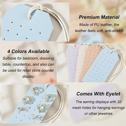 OLYCRAFT 4Pcs 4 Colors Portable Leather Earring Holders 1mm Hole Leather - Image 4