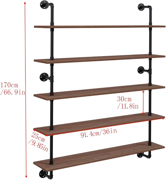 HDDFER Floating Shelves for Wall Living Room Shelves Bookshelf Industrial Pipe - Image 3