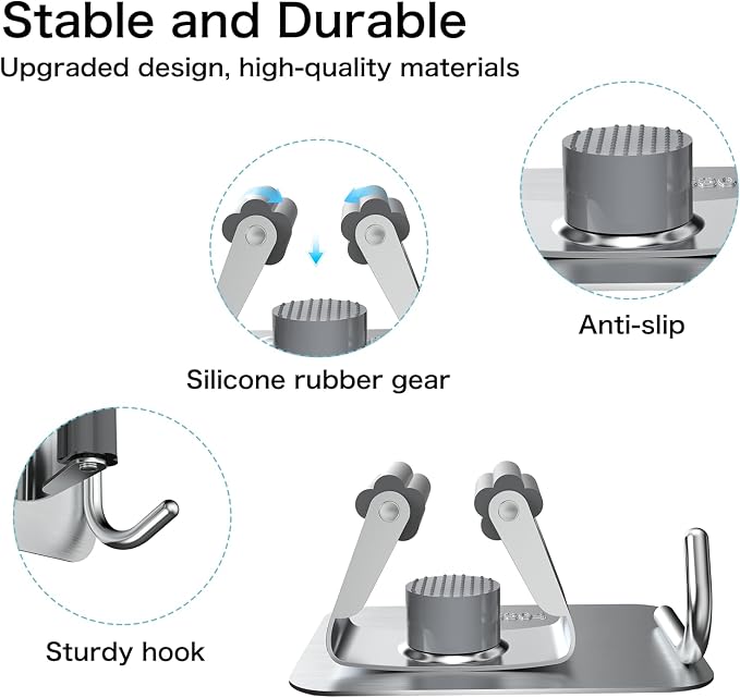 nacena 4 Pack No Drill Self Adhesive Broom Mop Holder Wall Mount - Image 6