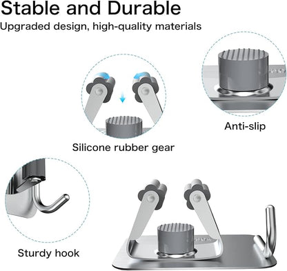 nacena 4 Pack No Drill Self Adhesive Broom Mop Holder Wall Mount - Image 6