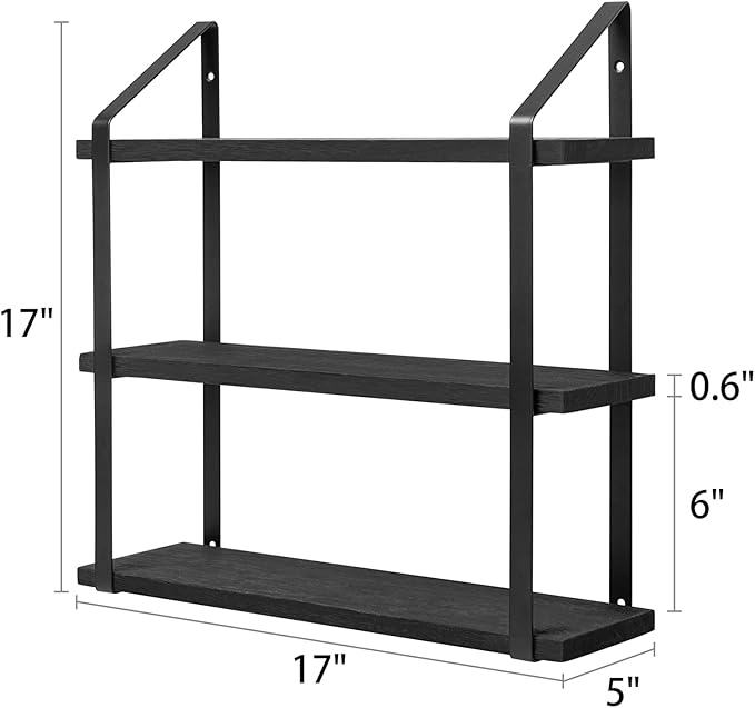 Mkono Floating Wall Shelves 3 Tier Rustic Hanging Shelf - Image 3