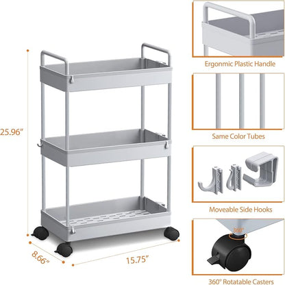 Ronlap 3 Tier Slim Rolling Storage Cart - Image 2
