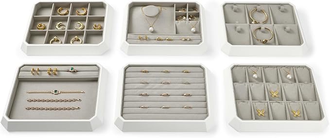 Premium PU Leather Stackable Jewelry Ring Display Tray Ring Earring Display - Image 2
