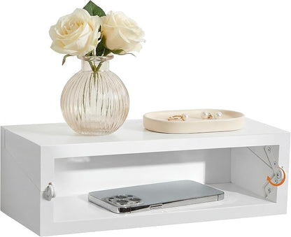 SUMGAR Floating Nightstand White Modern Bedside Table Organiser Fully Assembled by SUMGAR