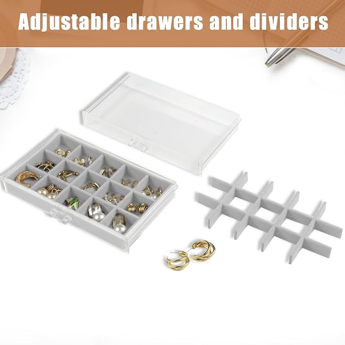 5 Drawers Clear Jewelry Box for Women and Girls, Acrylic Earring Holder - Image 6