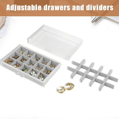 5 Drawers Clear Jewelry Box for Women and Girls, Acrylic Earring Holder - Image 6