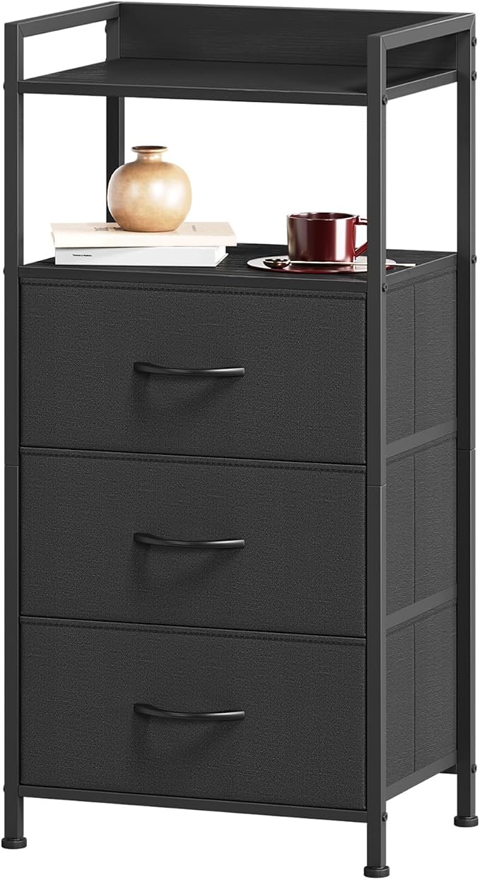 Somdot Nightstand with 3 Drawers, Fabric Dresser by Somdot