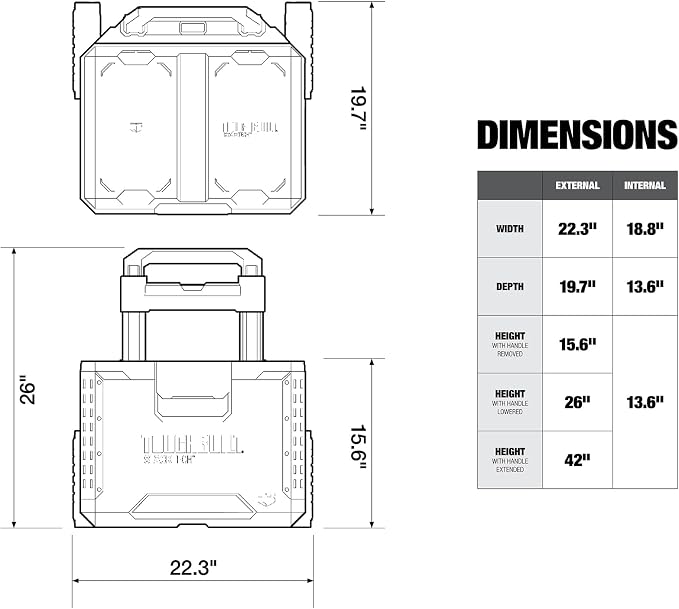 ToughBuilt Portable 2-in-1 Rolling Tool Box, Wheels & Stackable Design - Image 3