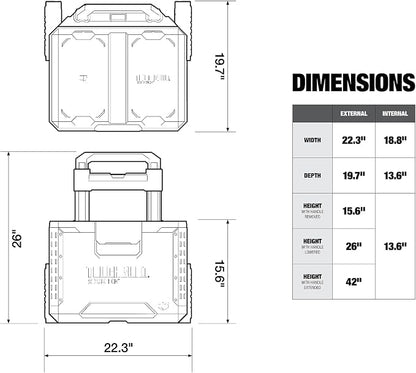 ToughBuilt Portable 2-in-1 Rolling Tool Box, Wheels & Stackable Design - Image 3