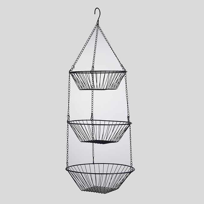 JUNCHU CHERRY 3-Tier Wire Fruit Hanging Basket 2 Packs, non-Punching Wall - Image 5