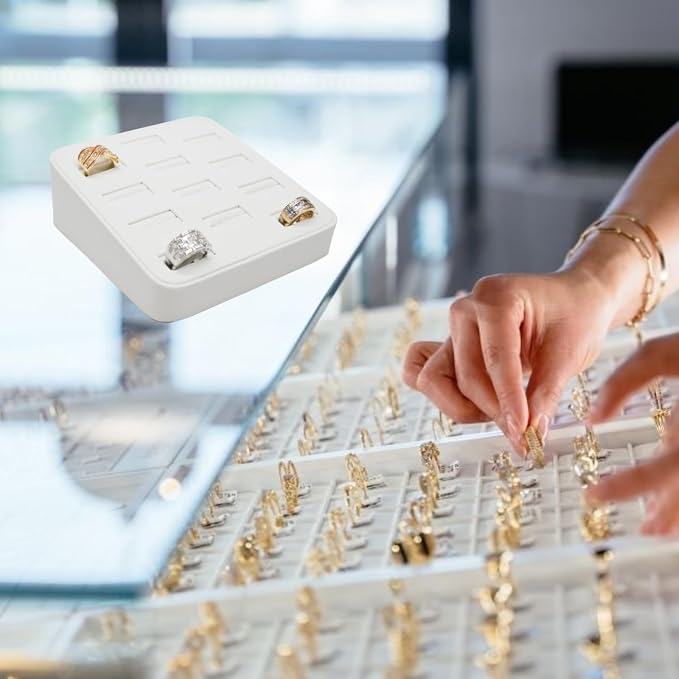 Novel Box 12-Slot White Leatherette Rings/Earrings/Cufflinks Holder Tray - Image 7