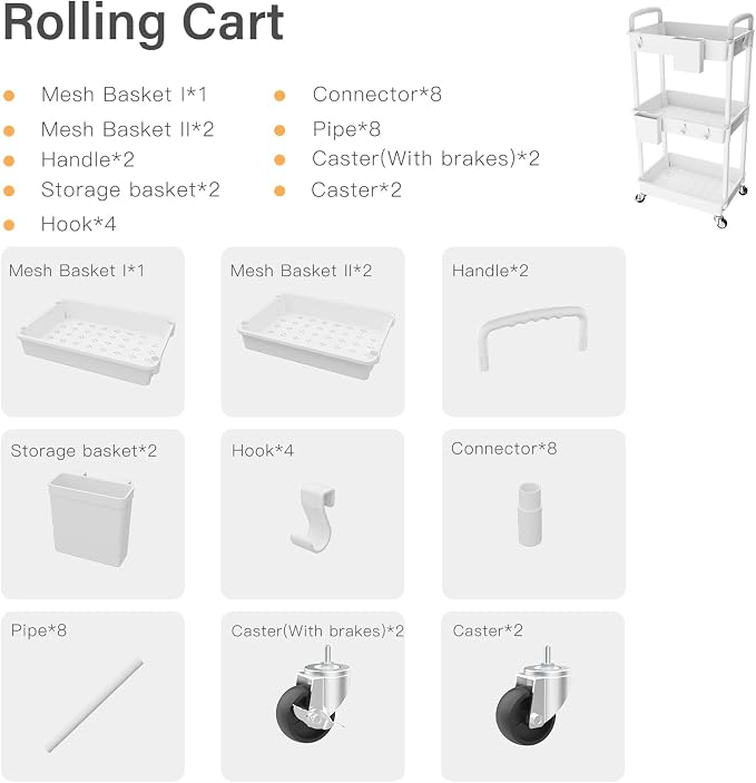 3 Tier Rolling Utility Cart - Image 4