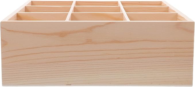 Abaodam Wooden Divided Storage Box 9-compartment Deep Drawer Organizer 8cm by Abaodam
