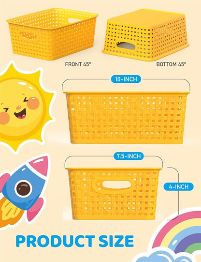 WYT 6-Pack Plastic Small Shelf Storage Weave Baskets Organizing - Image 2