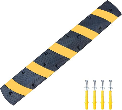 Orangestar 6Ft Rubber Speed Bump, 2 Channel Speed Hump w/4 Bolts by OrangeStar