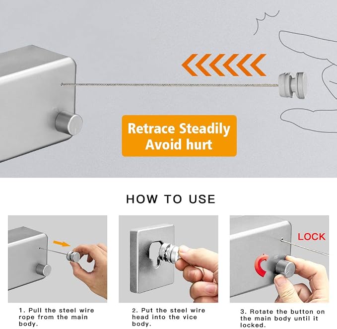 BESy Retractable Clothesline ABS case+Aluminum Dryer - Image 3