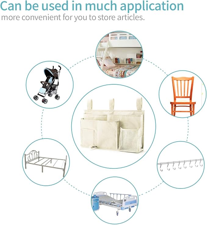 Bseash Bunk Bed Organizer, Bedside Caddy Hanging Bed Organizer Storage Bag 8 - Image 5