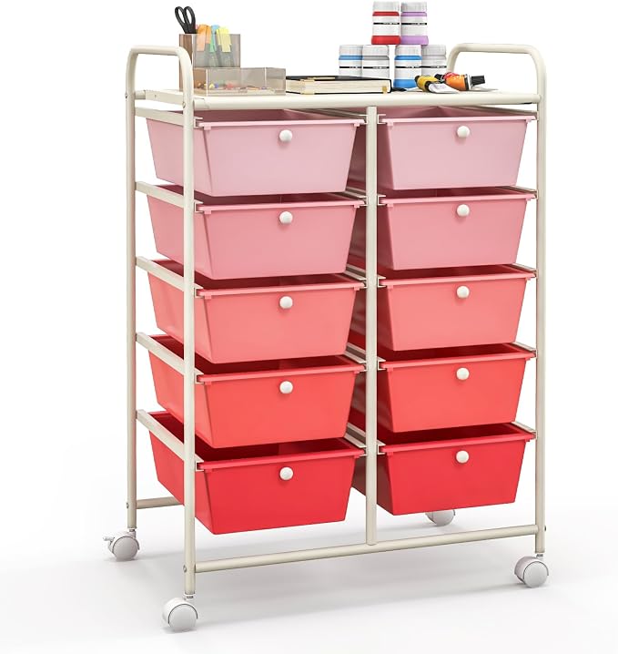 Giantex 10 Drawers Rolling Cart, Classroom Organizers, Storage Cart by Giantex