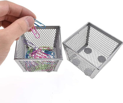 HAHIYO Stackable Paper Clip Mesh Holder cup 2.2" Height 2 Pack Silver Sturdy - Image 5