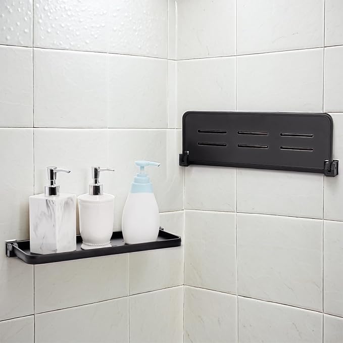 2 Pack Folding Wall Shelf for Bathroom, 90° Fold Up Floating Shelf, Wall - Image 8