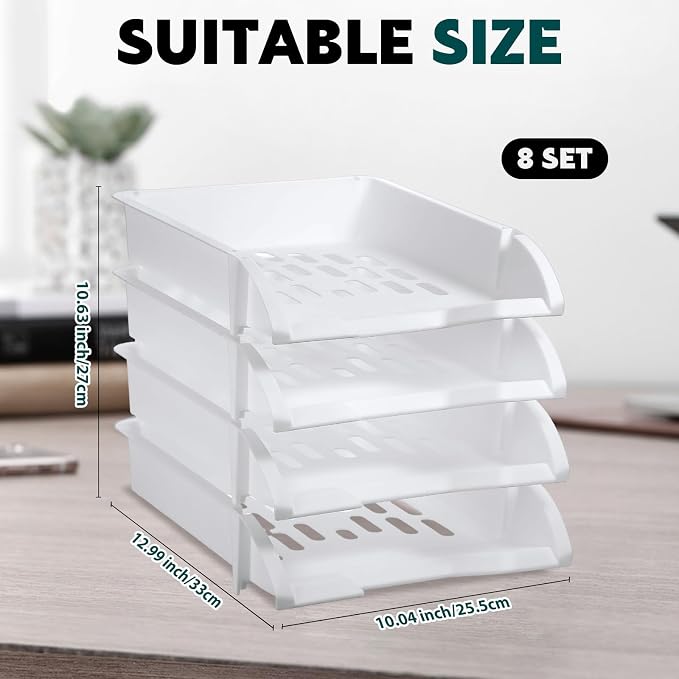 Fainne 8 Pcs Stackable Paper Trays Organizer - Image 2