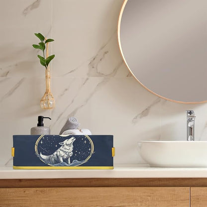 Wolf Stars Moon Bathroom Storage Basket, Foldable - Image 6