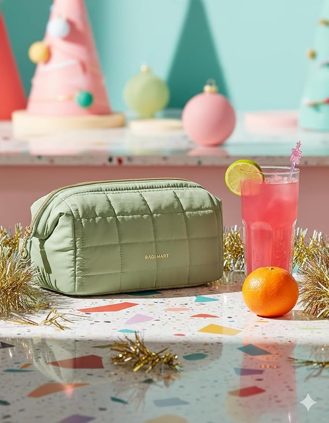 BAGSMART Makeup Bag Travel Cosmetic Bag, Puffy Padded Make Up Bags - Image 2